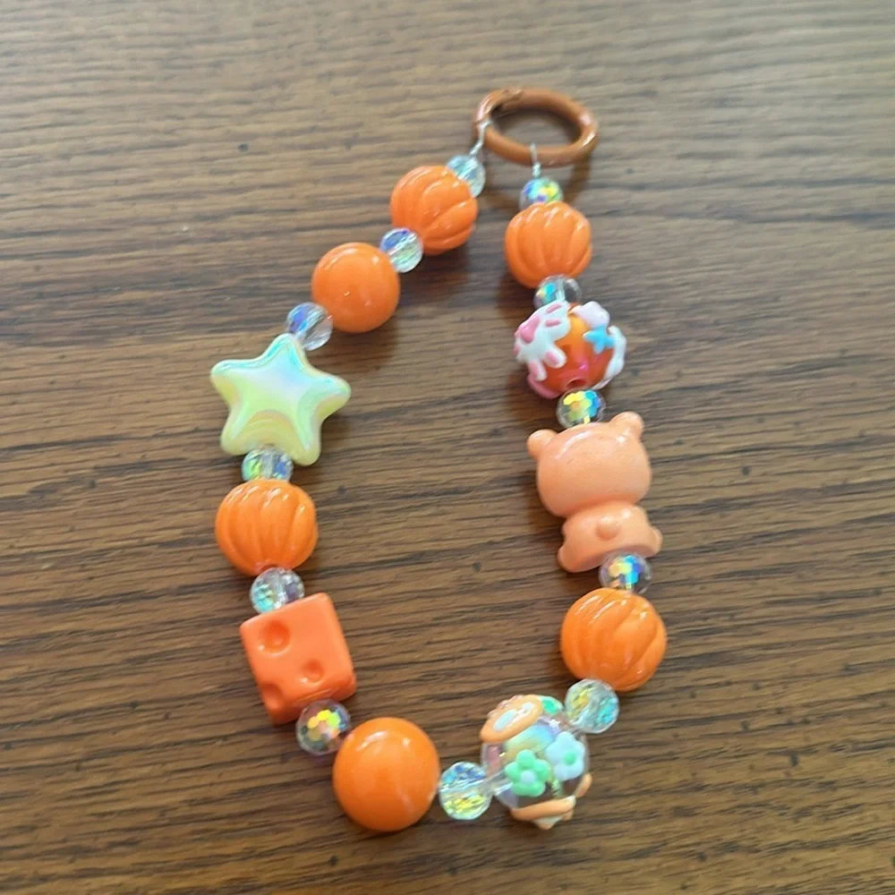 Beaded charm keychain